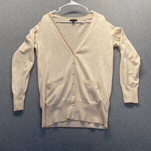 J Crew 100% Merino Wool  Cardigan Mustard Yellow Women’s  size M Front Pockets